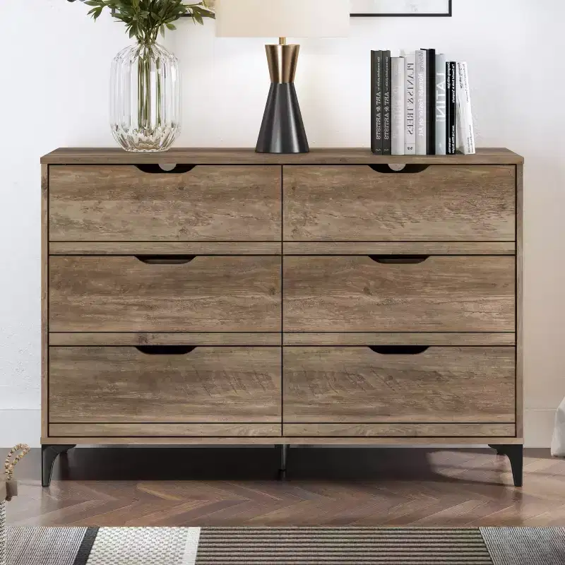 Galano Lilay 6 Drawer Dresser (Interlock) - Knotty Oak
