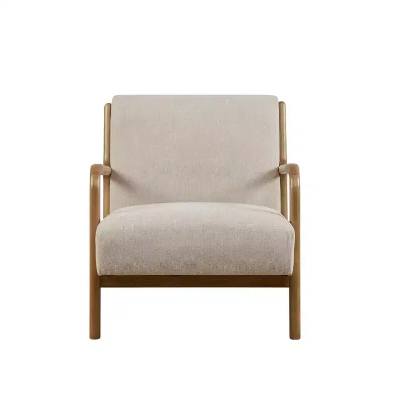 Leisure Accent Chair with Comfy Upholstery, Solid Wood Mid-Century Stylish Reading Armchair for Living Room Bedroom Waiting Room