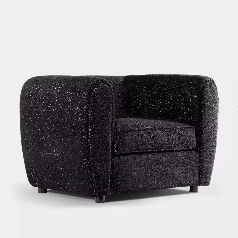 HOMES: Inside + Out Sunhaven Contemporary Boucle Fabric Deep Barrel Accent Armchair