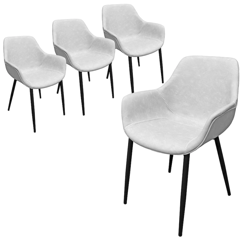 Markley Leather Dining Chair with Iron Legs Set of 4 Modern Accent Armchair