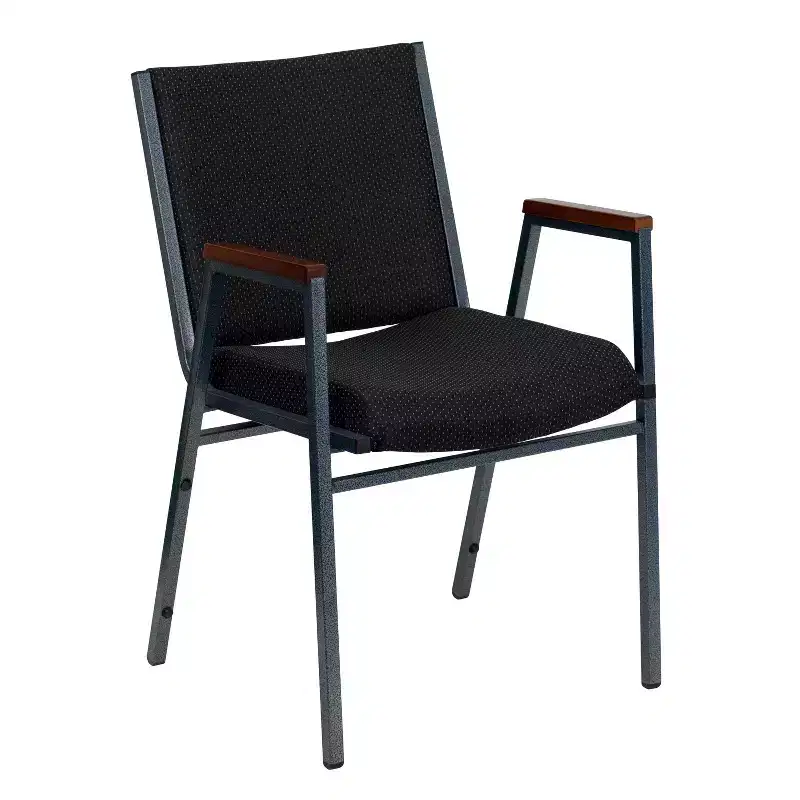 Emma and Oliver Heavy Duty Reception/Guest Stack Chair with Arms