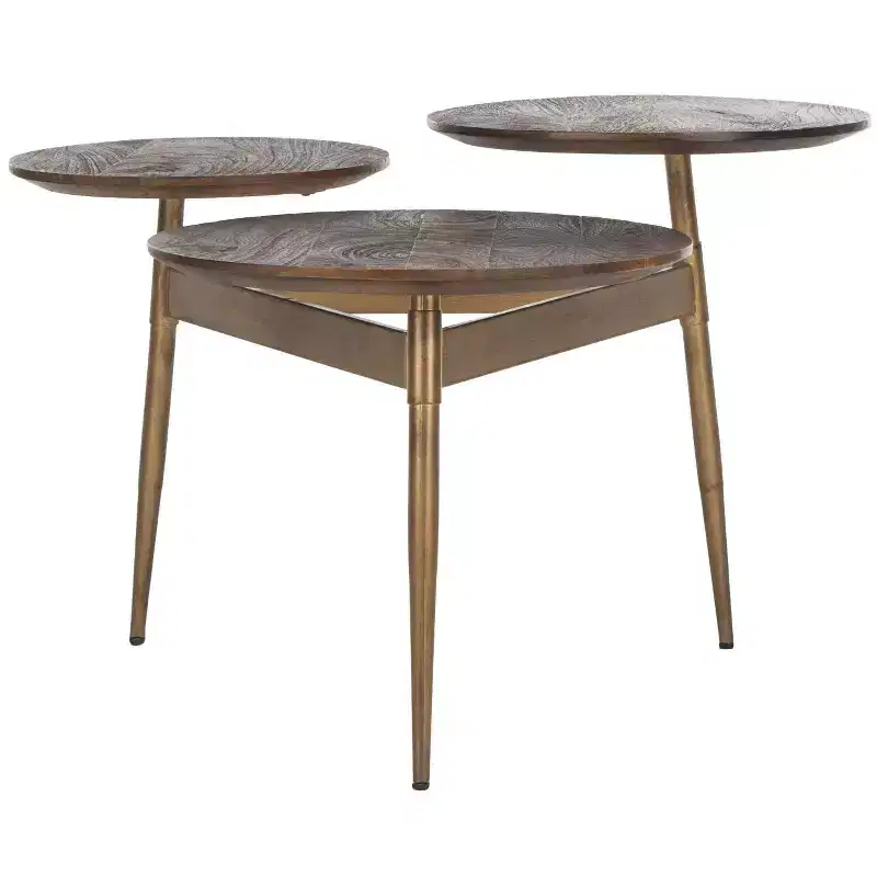 Ian 3 Circle Accent Table - ACC3702 - Rustic Honey/Gold - Safavieh