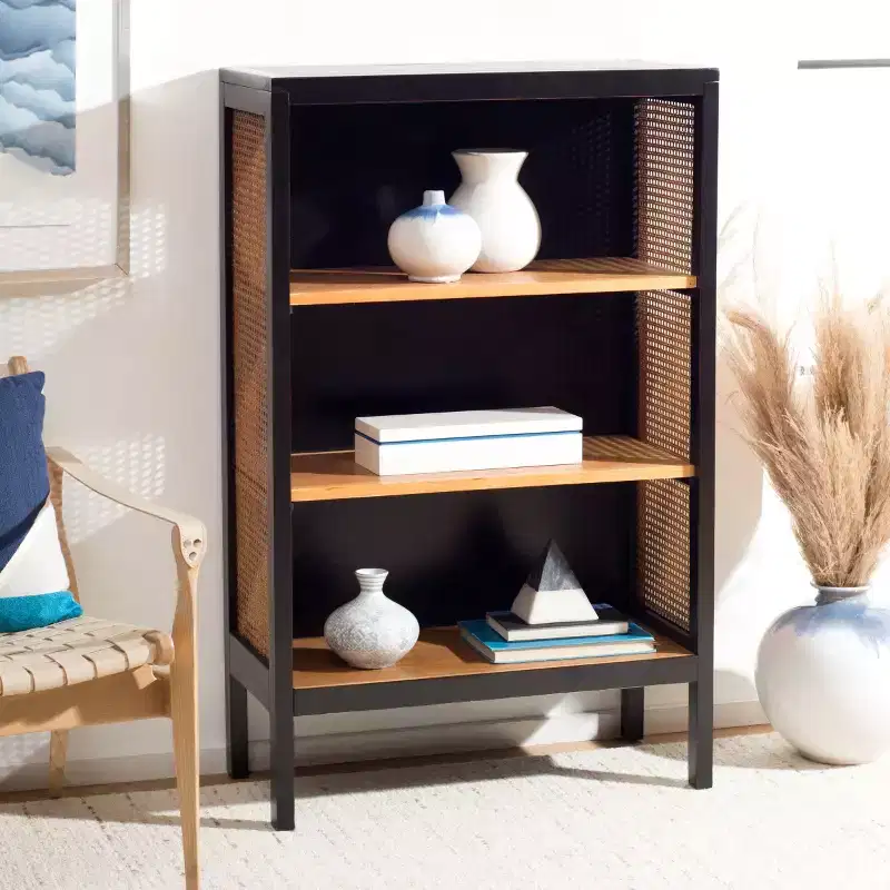 3 Shelf Wood Back Etagere - Black/Natural