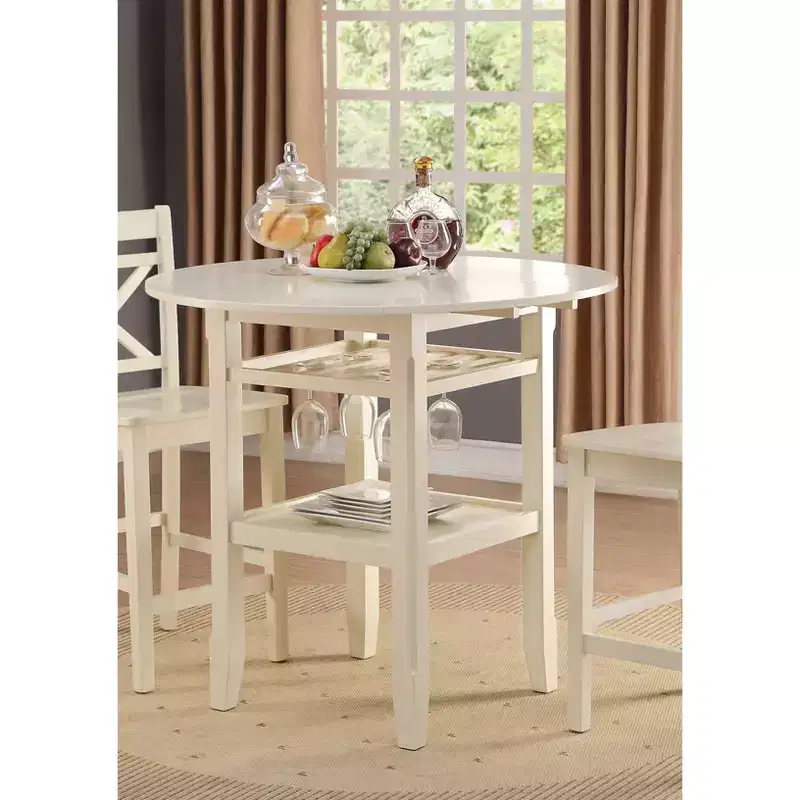 Counter Height Drop Leaf Dining Table - Wood/Cream