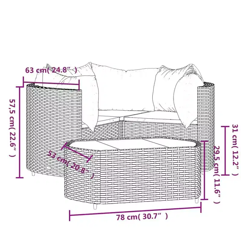 vidaXL Patio Furniture Set Modern Lounge Set with Cushions Poly Rattan