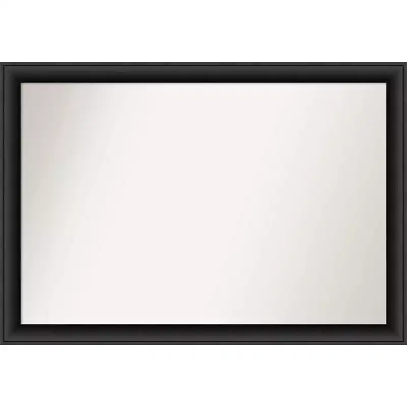 40" x 28" Non-Beveled Nero Wood Bathroom Wall Mirror Black - Amanti Art: Modern Rectangular, Includes Mount Hardware