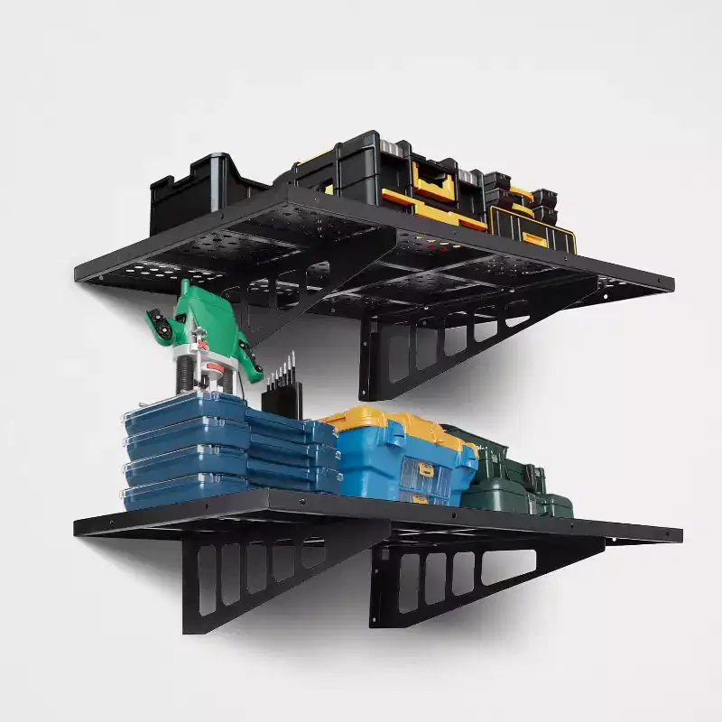 Heavy-Duty Steel Wall Shelves, 560LBS Capacity Floating Shelves, Versatile Garage Storage Shelves, Multi-Installation Wall Mounted Shelving