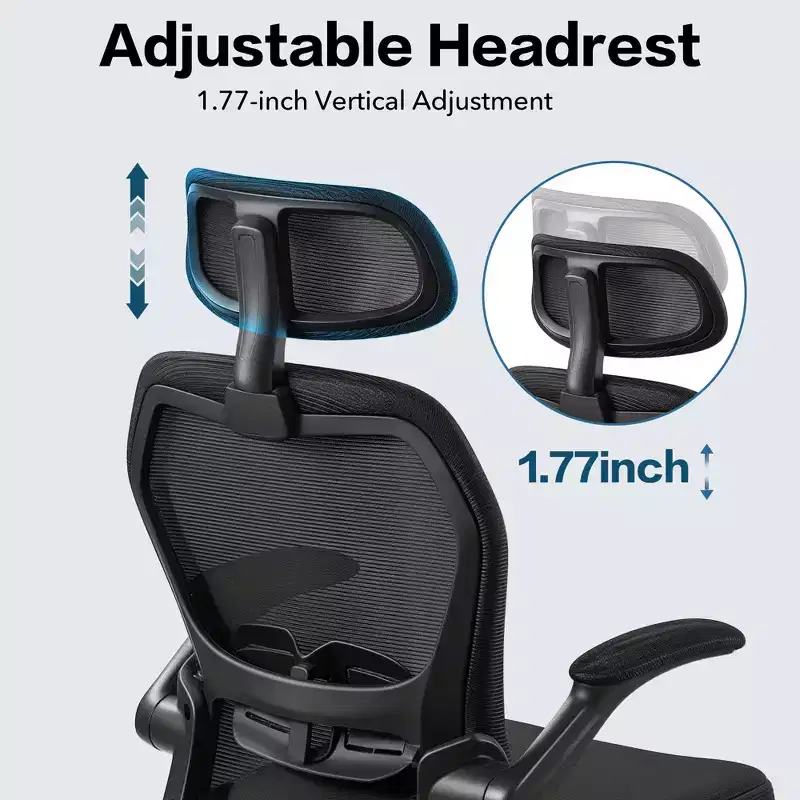 Ergonomic Office Chair Mesh Back Adjustable Headrest Lumbar Support 90-125 Degree Recline