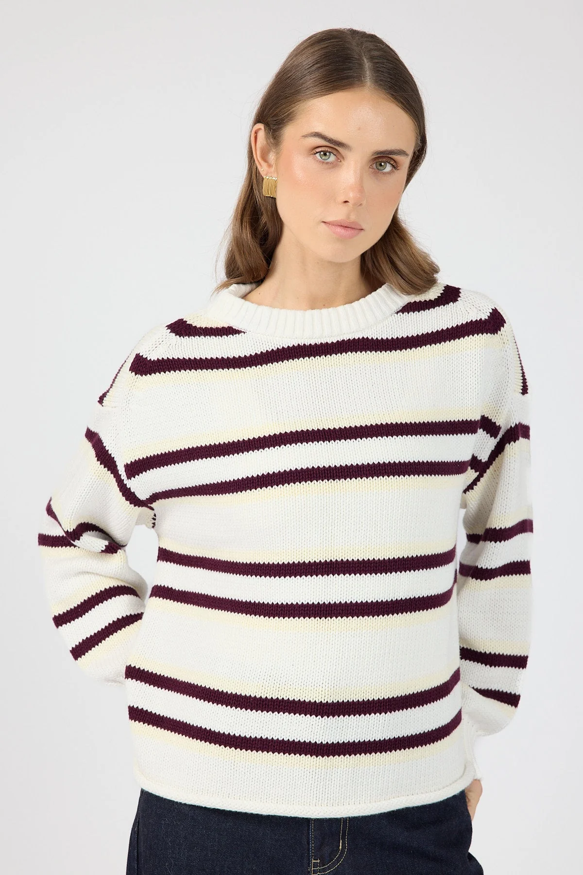 Stripe Knit Jumper Cream Stripe