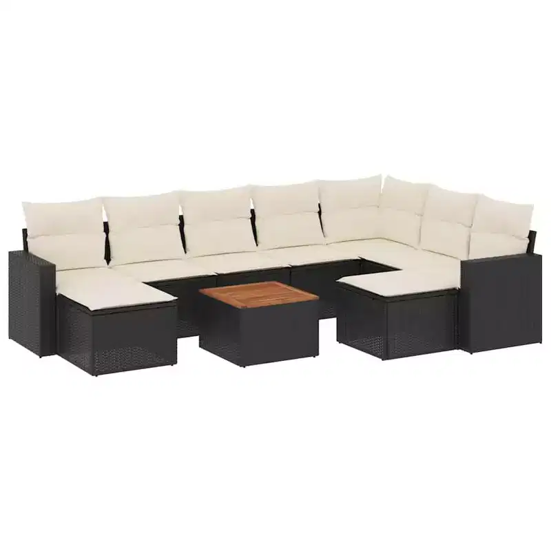 vidaXL Garden Sofa Set Black and Cream