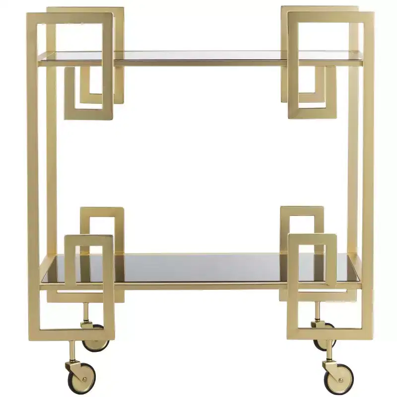 Eliza 2 Tier Bar Cart - BCT8005A - Brass/Glass - Safavieh