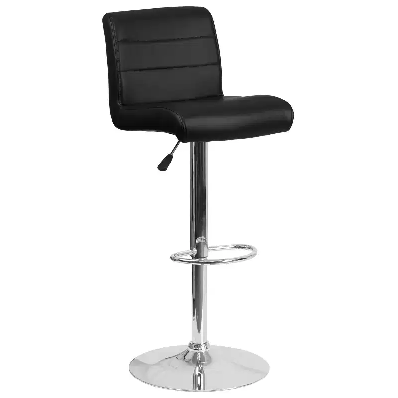Swivel Rolled Seat Adjustable Height Barstool with Chrome Base