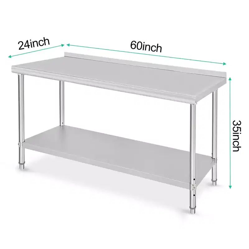 60 x 24 Commercial Work Table, Heavy Duty Stainless Steel Prep Table for Kitchen, Restaurant