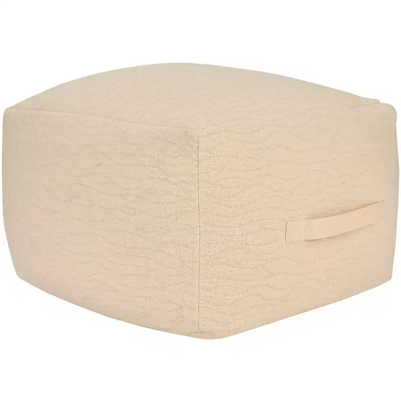 Modern Solid 18 x 18 x 14 Ivory Indoor Pouf