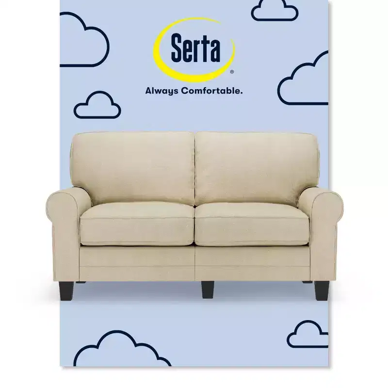 61" RTA Copenhagen Collection Loveseat Marzipan - Serta: Upholstered Polyester, Wood Frame, 450lb Capacity