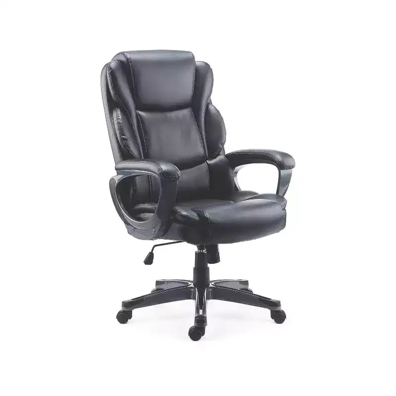 Alera Kirkdale Bonded Leather Manager Chair - Black
