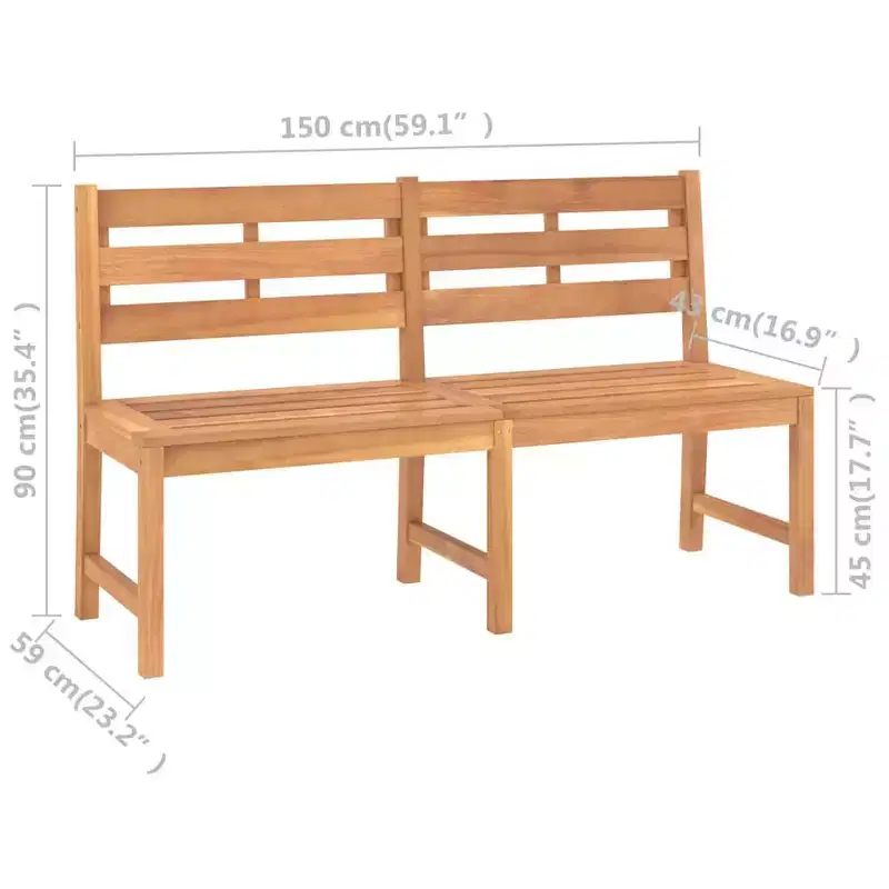 vidaXL Garden Bench Warm Teak Solid Teak Wood Medium Durable
