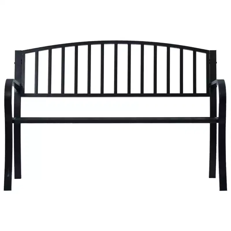 vidaXL Outdoor Patio Bench Park Outdoor Garden Bench for Yard Porch Steel - Black