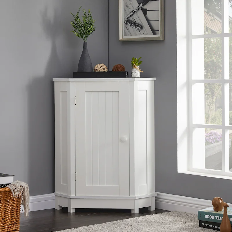 Triangle Corner Storage Cabinet with Adjustable Shelf