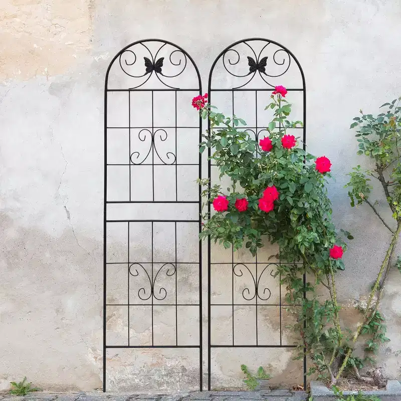 Metal Garden Trellis 86.7 x 19.7 Inch Rustproof Climbing Plants Support Black Outdoor Flower