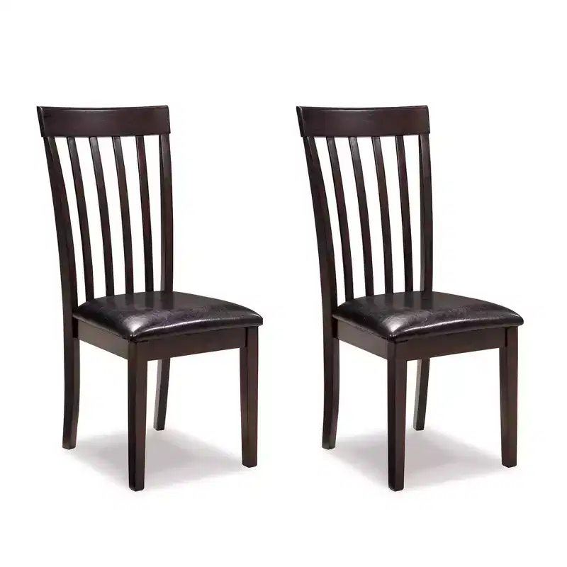 Signature Design by Ashley 2pc Hammis Upholstered Side Chair Brown: Vinyl Seat, Wood Legs, Mid-Century Modern