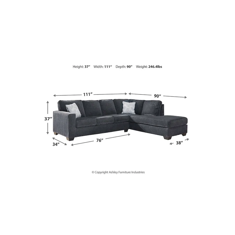 2-Piece Sleeper Sectional Sofa with Chaise | Pull-Out Bed | Upholstered | Living Room