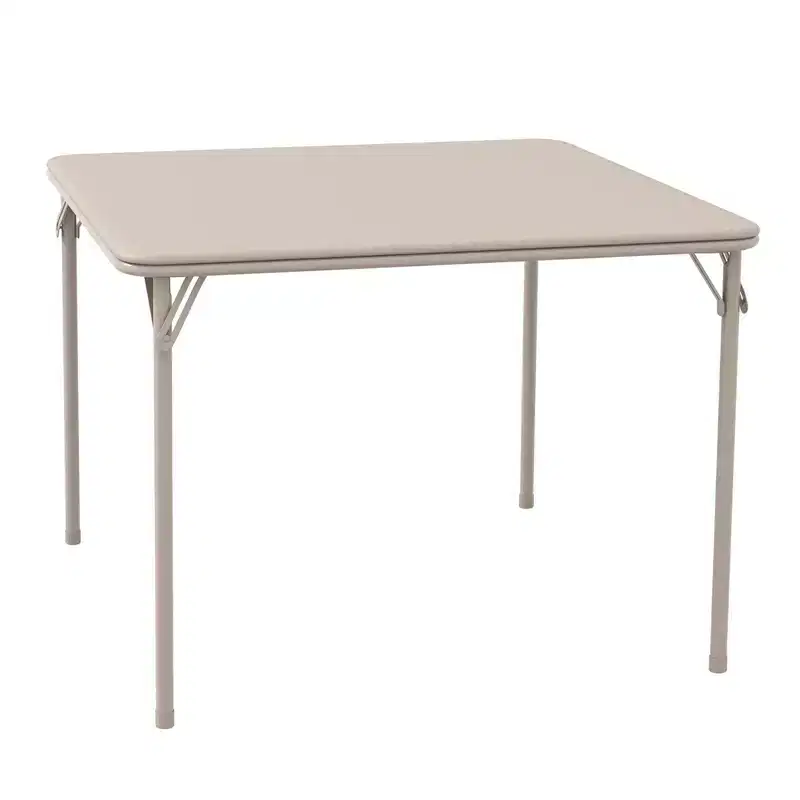Folding Square Table, 37 Inch Portable Upholstered Card Table with Folding Legs for 4 People, Modern Foldable Game Table, Metal Dining Table