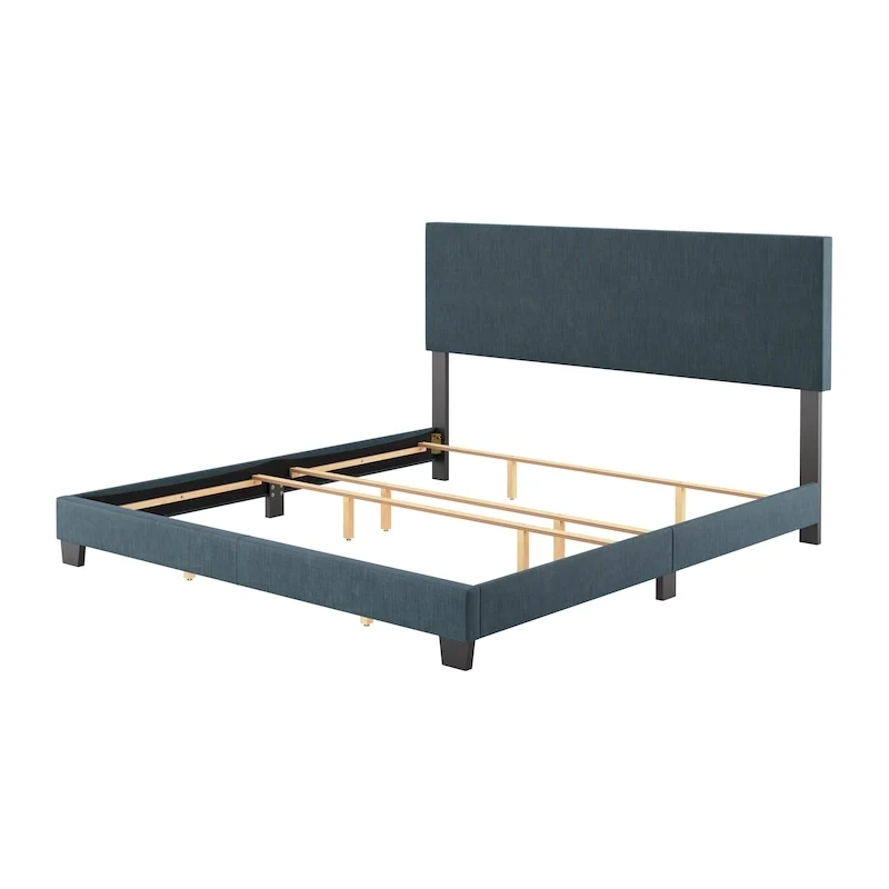 Modern King Bed with Upholstered Headboard (Box Spring Required)