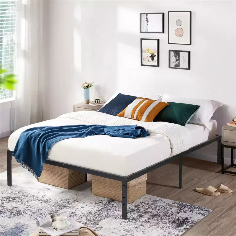 Metal Bed Frame Full Size with LED Lights, Heavy Duty Platform Bed, Under Bed Storage, No Box Spring Needed, Non-Slip Support, Black