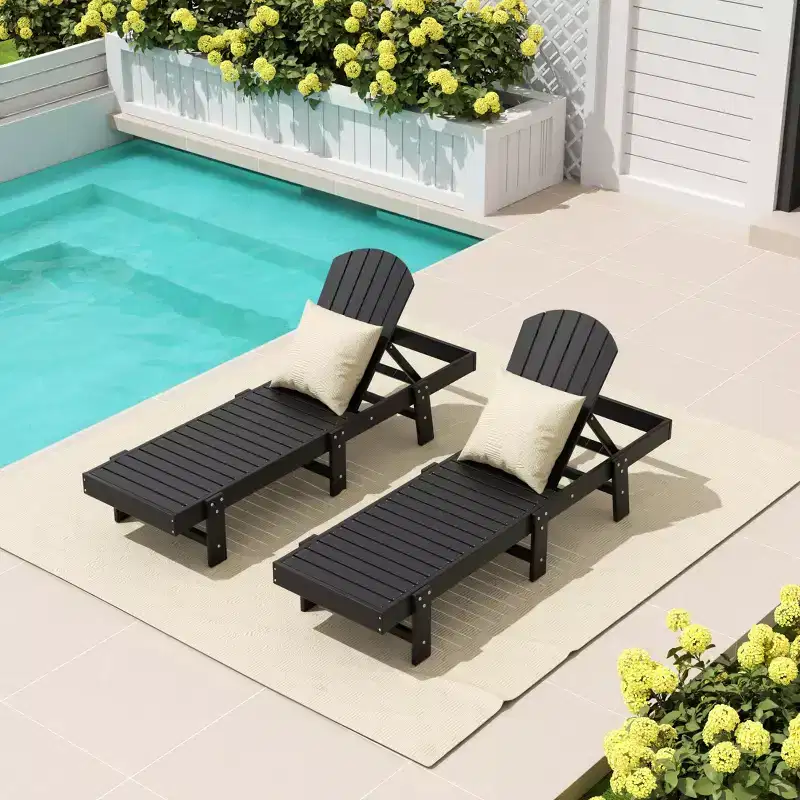 WestinTrends Dylan Classic Adirondack Poly Reclining Chaise Lounge (Set of 2pcs)