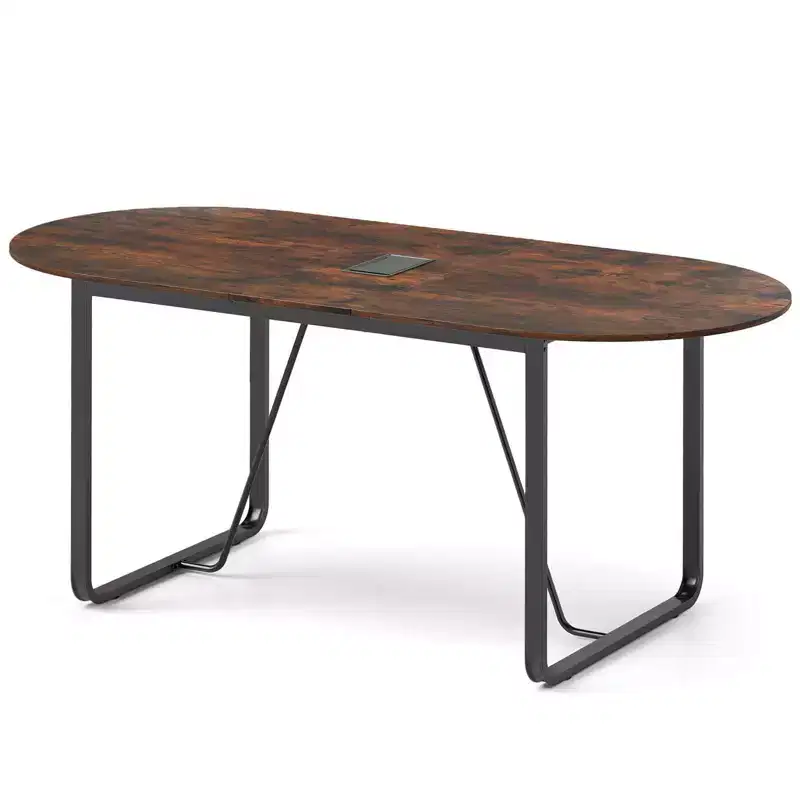 71 Inches Executive Table, Oval Home Office Table with Cable Management Hole