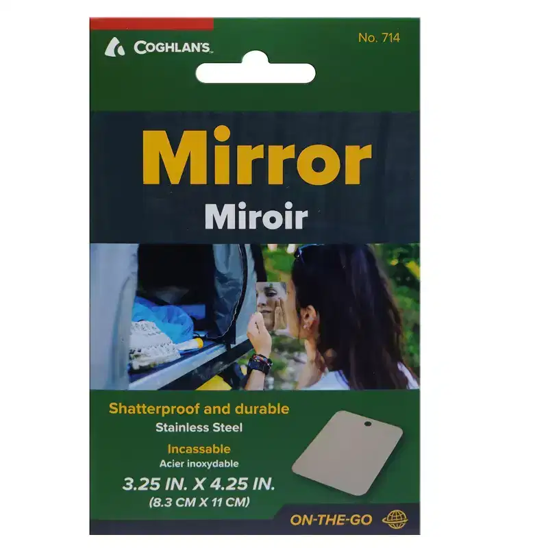 Coghlan's Stainless Steel Mirror, Unbreakable for Travel, Camping, Hiking, Pack