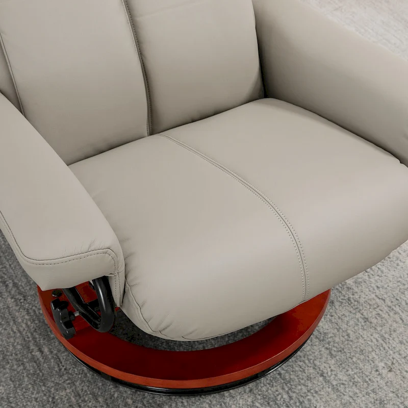 HOMCOM Recliner Chair with Ottoman, 360 Swivel Reclining Chair with Wood Base and Matching Footrest, Black