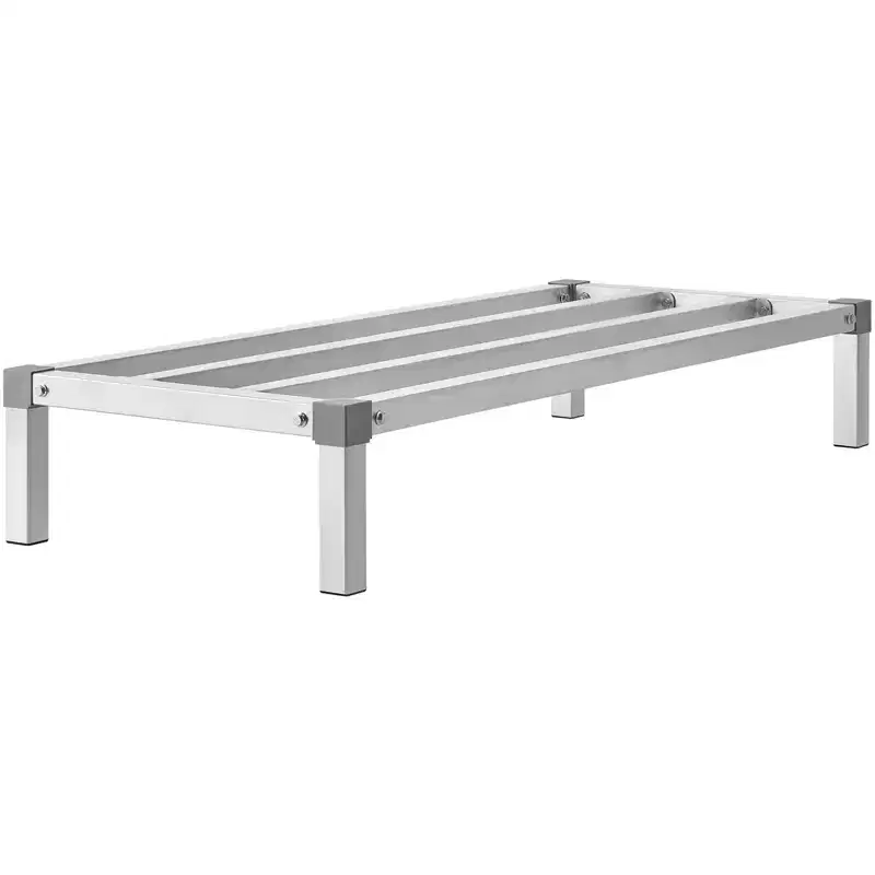 VEVOR Aluminum Dunnage Rack, 48 x 20 Commercial Food Floor Rack, 8 Off the Floor, 1000 lbs Capacity All-Welded Aluminum Storage Rack, Silver