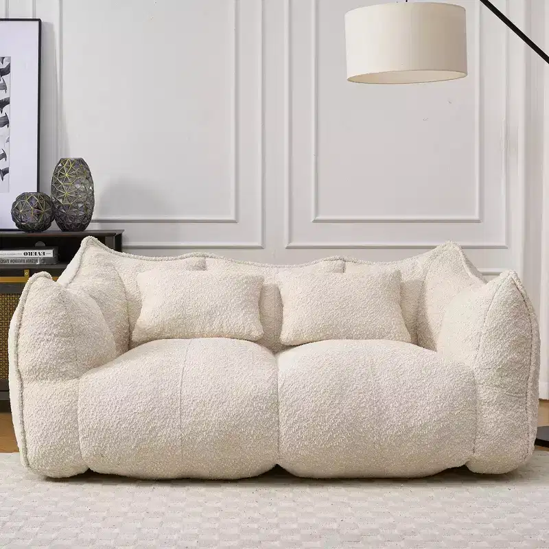 TUYOHW Bean Bag Chair with Armrest, High-Resilience Foam Floor Sofa for 2, Comfy Lazy Sofa Chair for Modern Living Room Seating