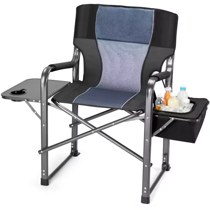 SUGIFT Extra-Wide Folding Camping Chair with Cooler Bag, Side Table & Padded Seat, 400 lbs Capacity