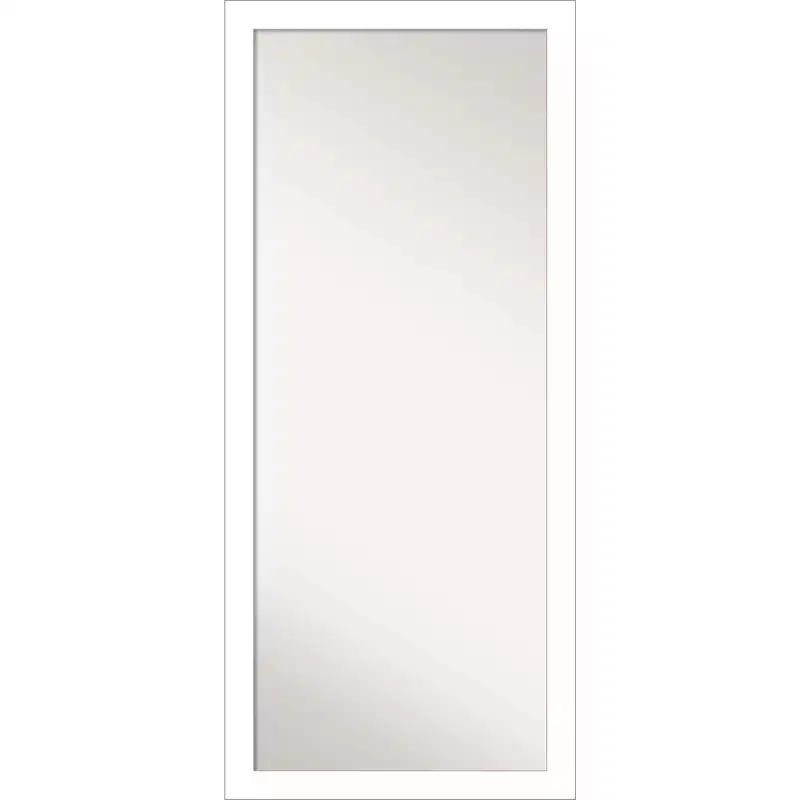 28" x 64" Wedge Framed Full Length Floor/Leaner Mirror White -: Modern Style, Polystyrene Frame, Wall Mount