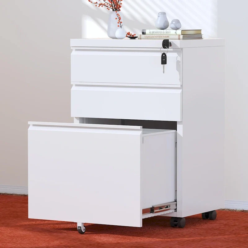 3-Drawer Mobile File Cabinet with Lock