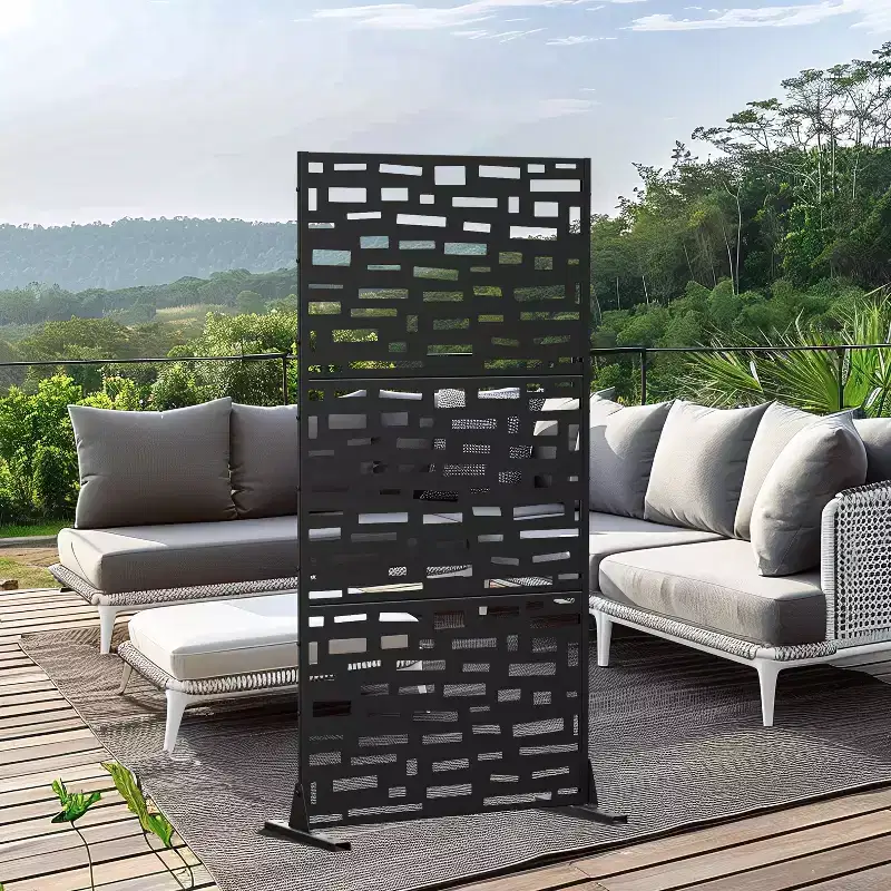 MAYEERTY 72 inch Room Divider Rectangle Privacy Screen with Galvanized Frame for Garden Patio Outdoor Black