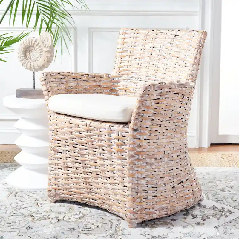 Wicker Washed Out Grey Arm Chair - 28 W x 24 D x 33 H - 28Wx24Dx33H