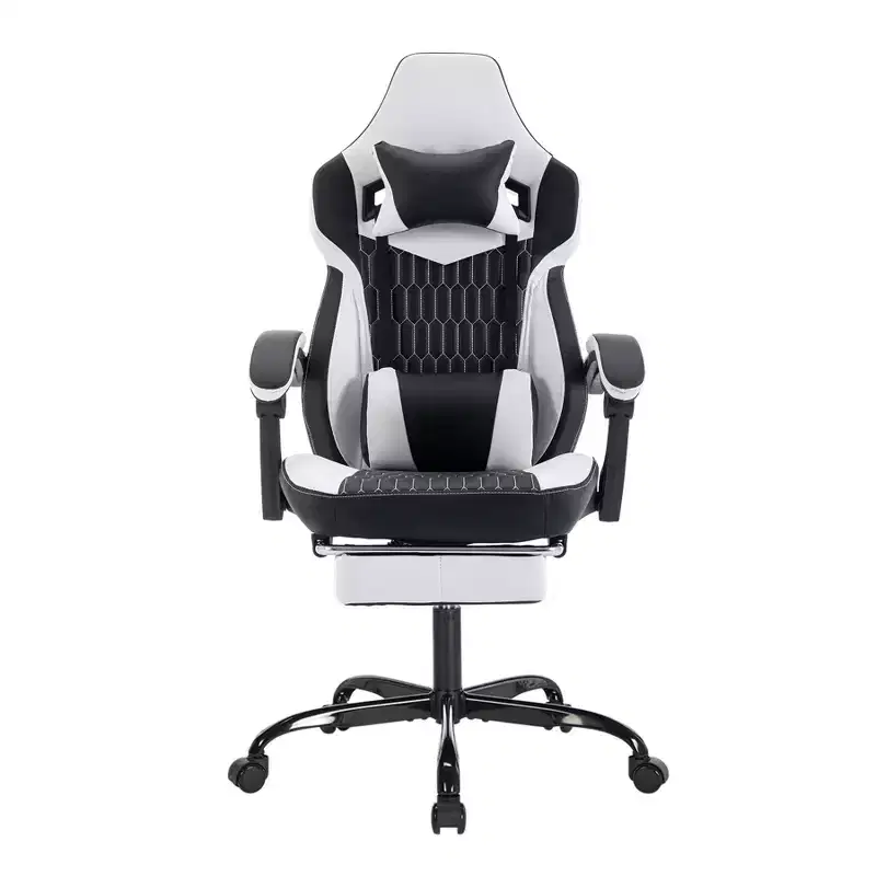 LauKingdom Gaming Chair with Footrest, Ergonomic High-Back Gamer Chair, Adjustable Headrest & Lumbar, PU Leather Racing Style for Office & Home