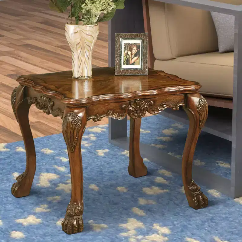 Wood End Table with Drawer and Shelf Black