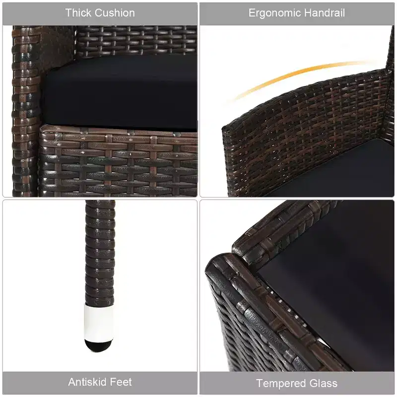 Costway 8PCS Rattan Patio Furniture Set Cushioned Sofa Chair