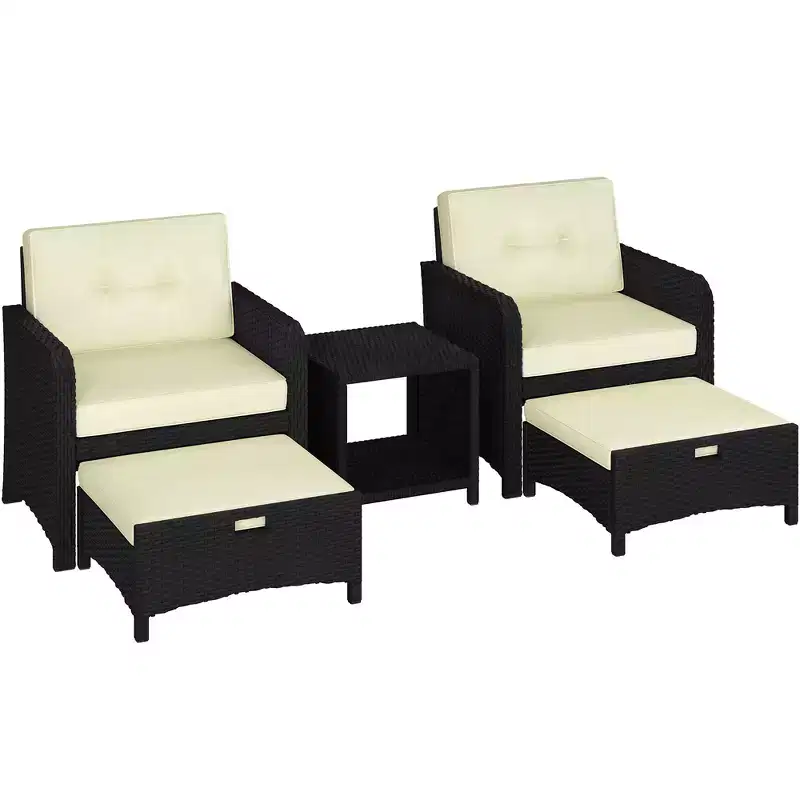Yaheetech 5-Piece Patio Furniture Set with Cushions & Pillows for Backyard, Porch, Garden
