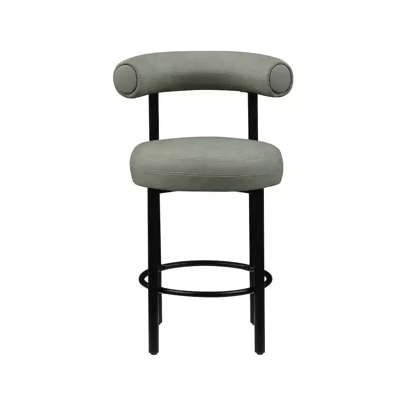 Meridian Furniture,Bordeaux Green Vegan Leather Counter Stool, Set of 2