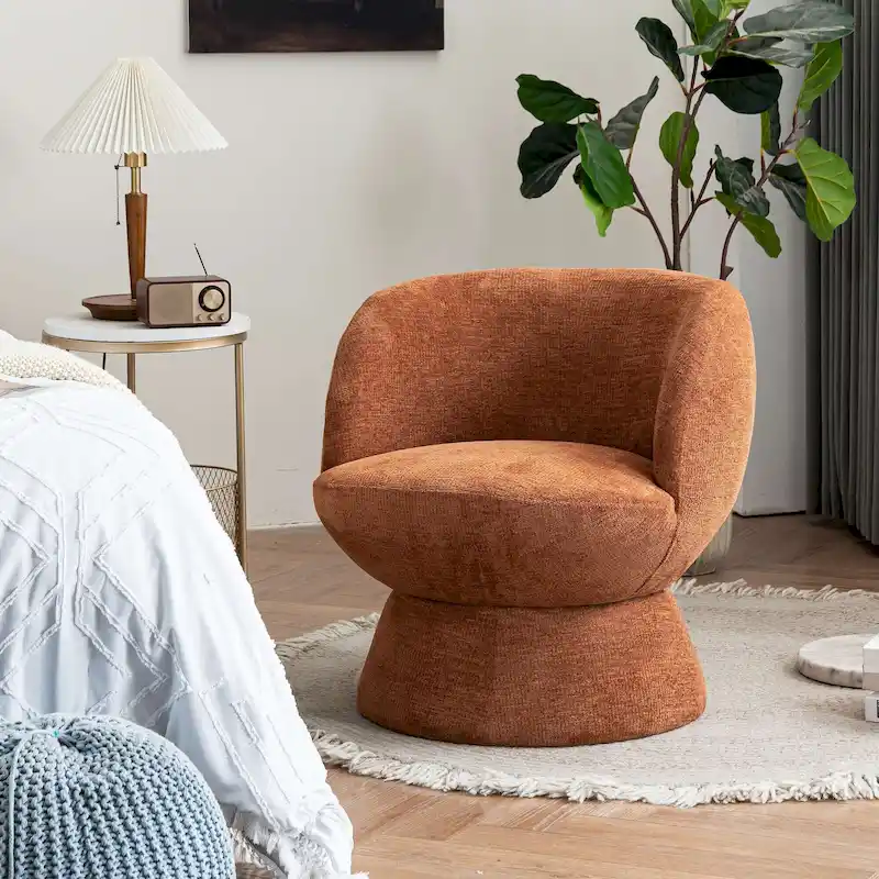 Set of1 Boucle Upholstered Modern Style Swivel Accent Chair