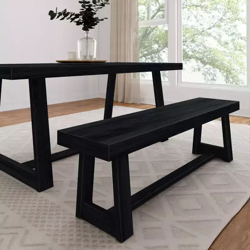 Plank+Beam Farmhouse Dining Bench, Solid Wood Bench for Dining Table/Kitchen, 60, Walnut Wirebrush