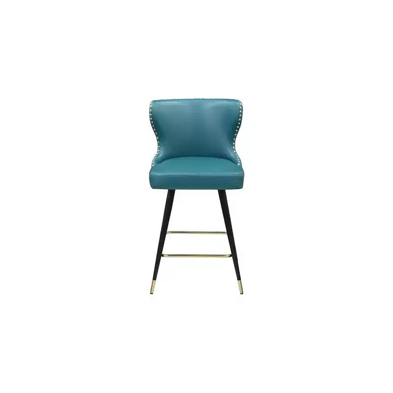 Meridian Furniture,Hendrix Blue Vegan Leather Counter/Bar Stool, Set of 2