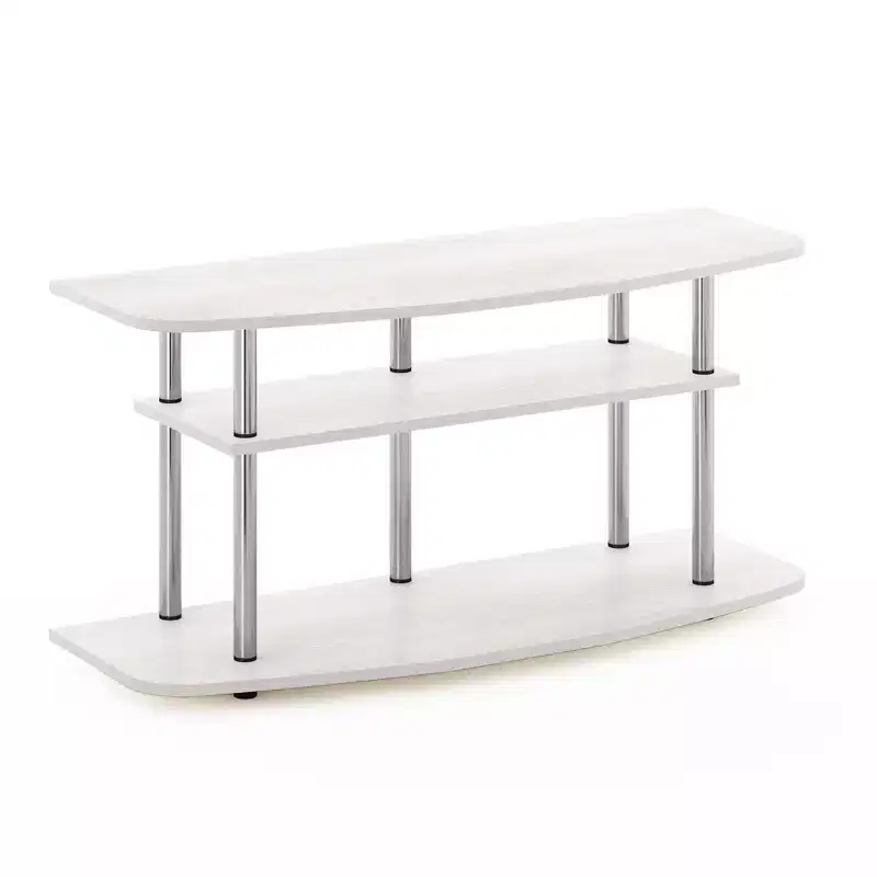 Furinno 3-Tier No Tools TV Stand Entertainment Center Hold up to 46 TV White Oak