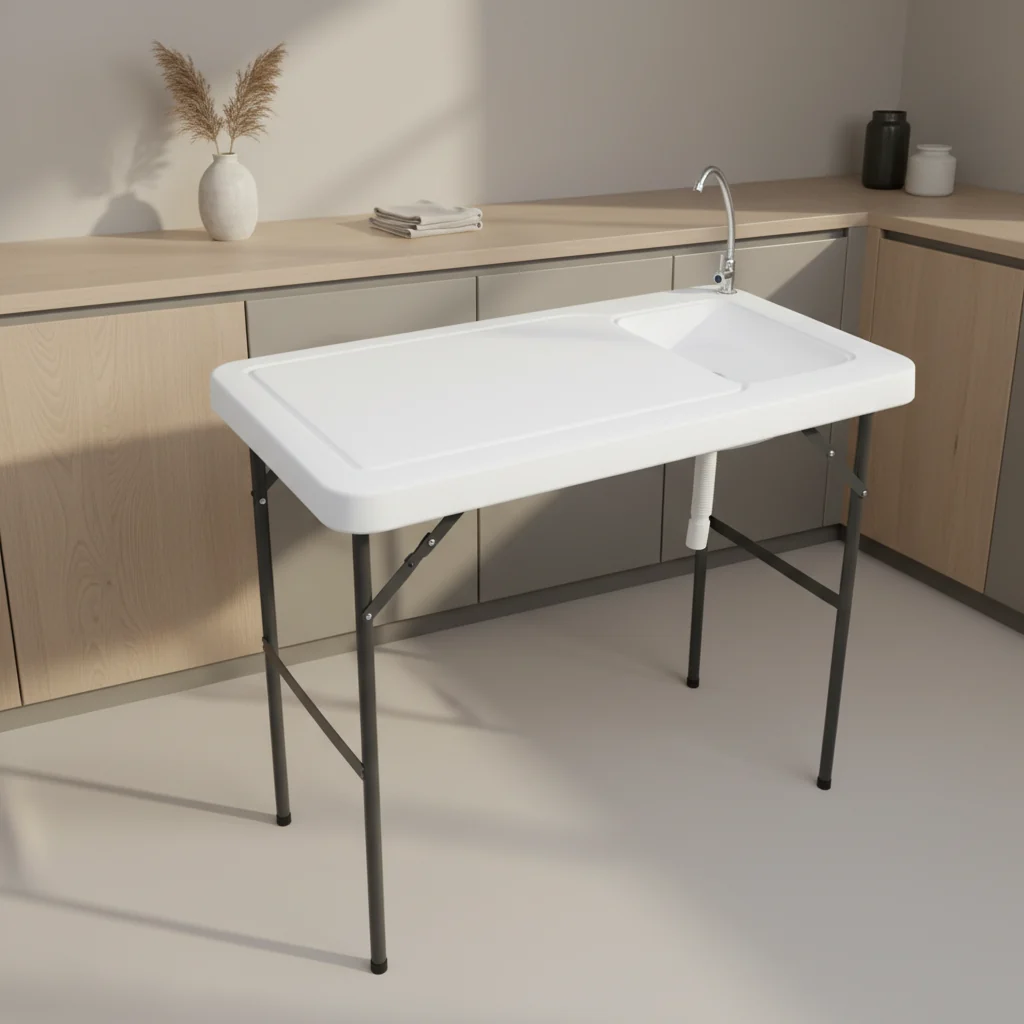 Polyethylene Outdoor Folding Fish Cleaning Table with Drainage Hose